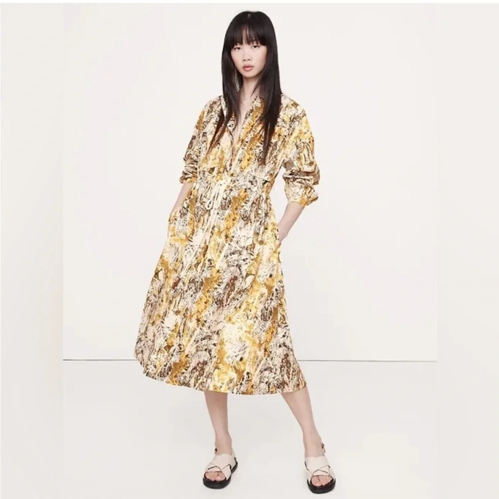 Banana Republic Yellow Floral Midi Dress - Picture 5 of 9